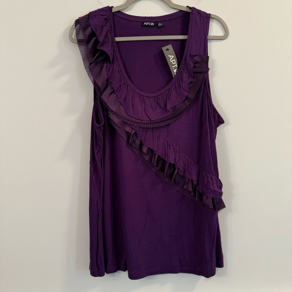 Women’s new Apt. 9 Purple Ruffle sleeveless blouse size XL - Picture 1 of 4
